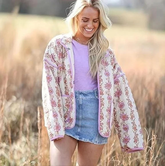 Floral Quilted Chore Barn Jacket Puffer - Picture 7 of 8